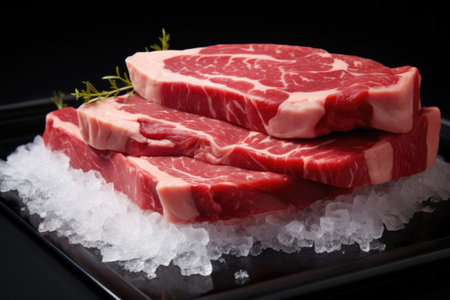 Transglutaminase bonded meat cut isolated on a culinary gradient backgroundの素材