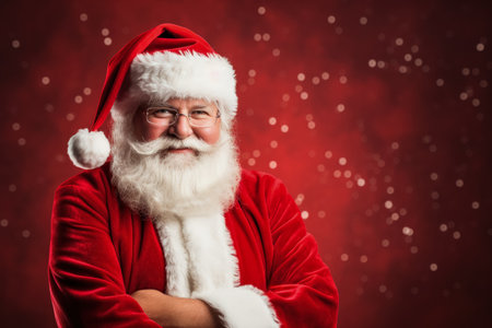 Santa Claus isolated on a vibrant background with a place for textの素材