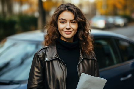 Student in a driving schoolの素材
