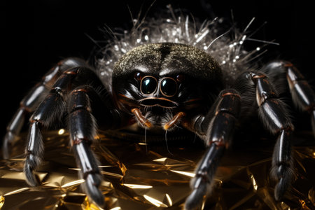 Tarantula in party hat atop disco globe sparks New Years excitementの素材
