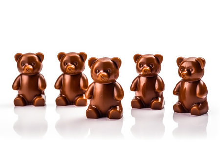 Group of brown bear toy isolated on white background, clipping path includedの素材
