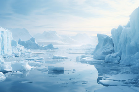 Stark polar scape with towering ice formations background with empty space for textの素材