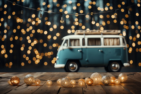 Fairylights twinkling on vans Christmas tree background with empty space for textの素材