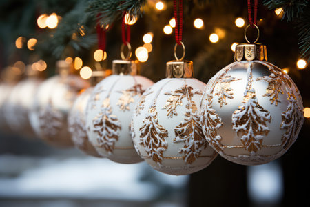 A detailed shot of decorative elements on the National Christmas Tree during the lighting ceremony at the White Houseの素材