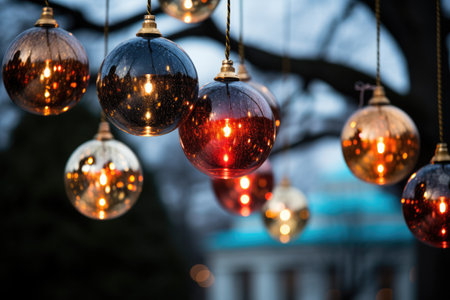 A close-up of the National Christmas Tree lights at the White Houseの素材