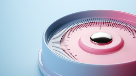 A close-up of a thermostat dial in soft pastel pinks and blues background with empty space for textの素材