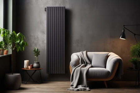 Modern living room interior with armchair and plants. 3d renderの素材