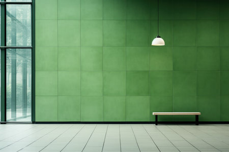 Modern green design building facade background with empty space for textの素材