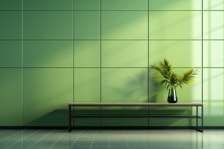 Modern green design building facade background with empty space for textの素材