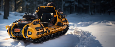 Snowmobile in the winter forest.の素材
