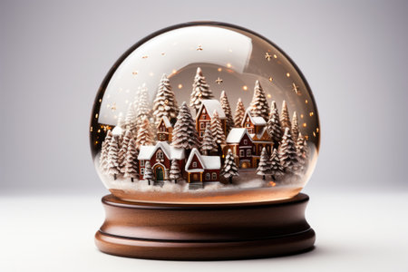 Glittering snow globe symbolizing snowy Christmas markets isolated on a white backgroundの素材