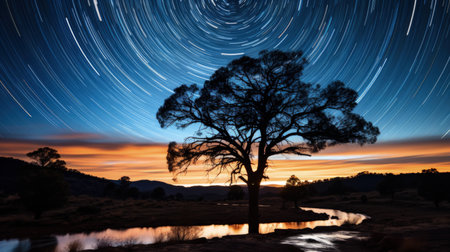 Exploring the cosmic ballet through star trail photography in Dark Sky Reservesの素材