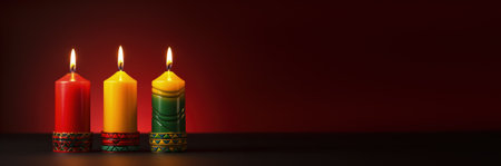 Kwanzaa Unity Cup candles creation process captured background with empty space for textの素材