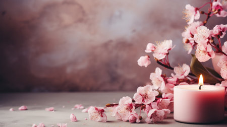 Mothers Day candle making essentials displayed background with empty space for textの素材
