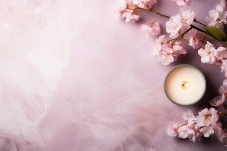 Mothers Day candle making essentials displayed background with empty space for textの素材