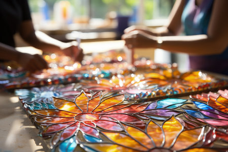 Creative expression and transformation through therapeutic stained glass crafting sessionの素材