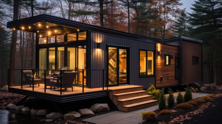 Architecturally innovative tiny house demonstrating clever space maximizationの素材