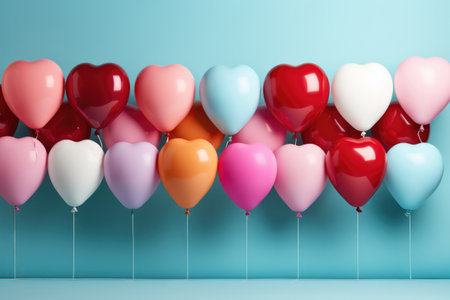 Heart Shaped Balloons Drift Against a Vibrant Backgroundの素材