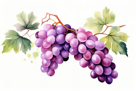 Elegant Watercolor Grapes Gallery on White Backgroundの素材