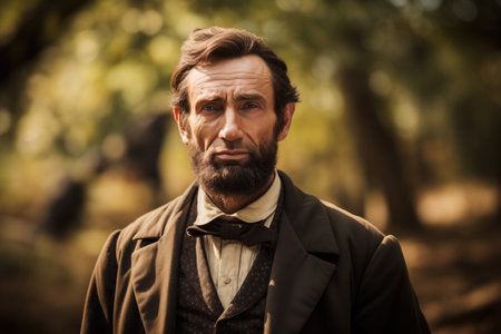 Abraham Lincoln impersonator reading Gettysburg Addressの素材
