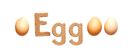 The word Egg composed of eggs isolated on a transparent backgroundの素材