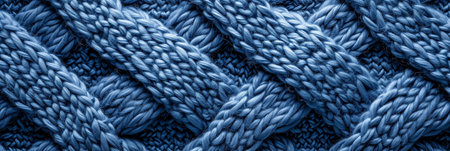 Close up texture of intertwined blue rope, suitable for backgrounds or nautical themed designsの素材