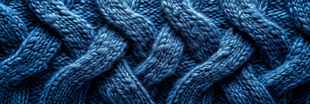 Blue knitted fabric as a background, close-up. Textureの素材