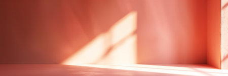 Abstract coral colored background with geometric shadows, ideal for modern design projects and empty space for textの素材