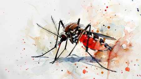 Dengue watercolor watercolor, white backgroundの素材