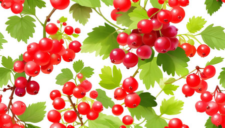 Seamless pattern with red currant on a white background.の素材