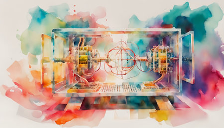 Digital composite of Digital composite image of 3d printer in watercolorの素材