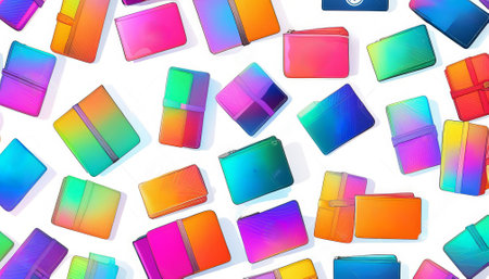Colorful mobile phones on a white background.の素材
