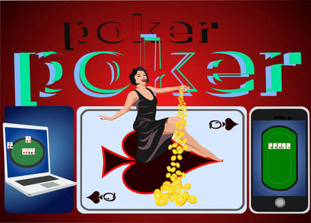 game of poker illustration of playing poker on background with card symbolのイラスト素材