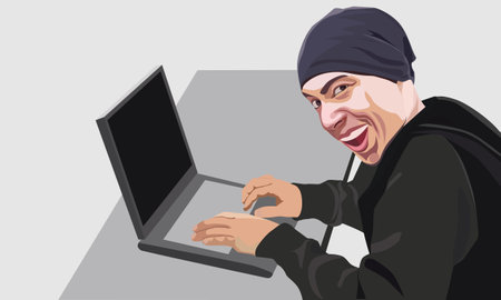 color illustration of content theft by attackerのイラスト素材