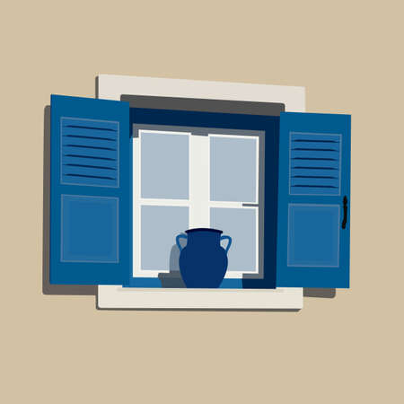color illustration of an illusory window of a houseの写真素材