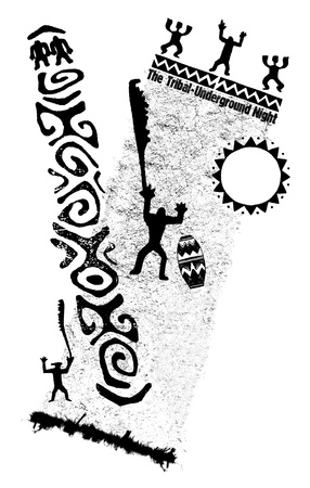 Illustration in black and white - tribal spirit - africaの写真素材