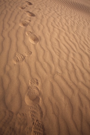 Sahara desert close to Merzouga in Morocco with blue sky and cloudsの写真素材