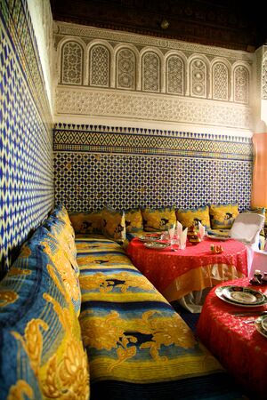 Interior design in a riad in Marrakesh, Moroccoのeditorial素材