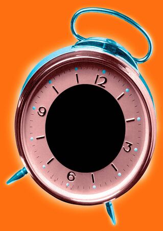Illustration, alarm clock on orange background
