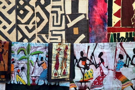 Craft Industry in Namibia and South Africa - Selection of colorful fabricsのeditorial素材