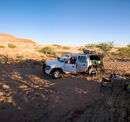 Campsite in the National Game Reserve of Brandberg Namibiaのeditorial素材