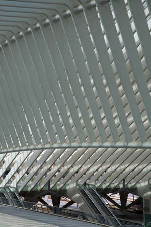 Contemporary and futuristic Liege-Guillemins railway station in Belgium by the architect Calatrava