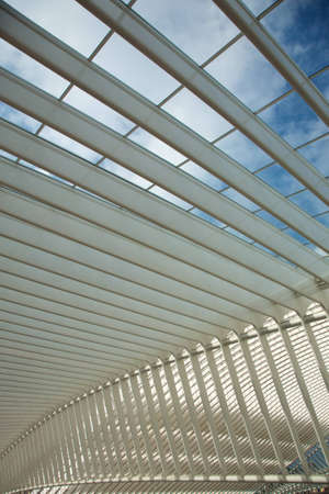 Contemporary and futuristic Liege-Guillemins railway station in Belgium by the architect Calatravaのeditorial素材
