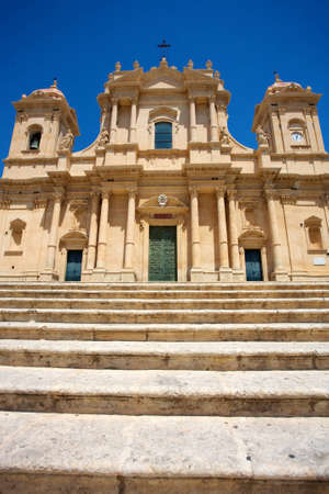 Baroque church San Francesco in Noto, Sicilyのeditorial素材