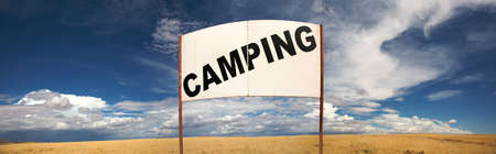 Camping signboard in the de desert of Namibiaの写真素材