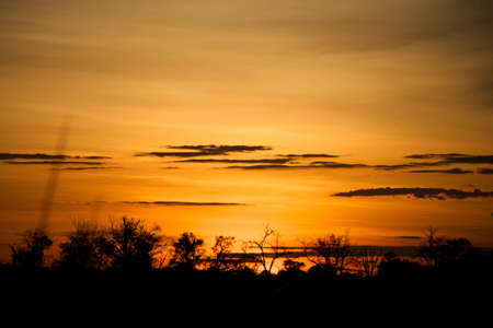 Moon rising late evening on the river of the Okavangoの写真素材