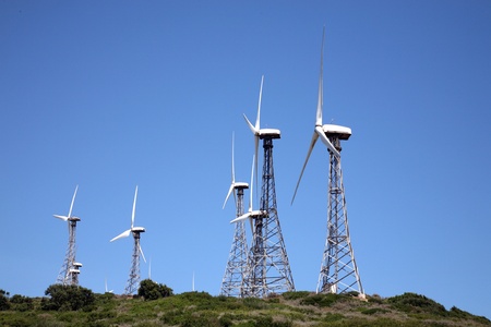 Tarifa wind mills with blue sky