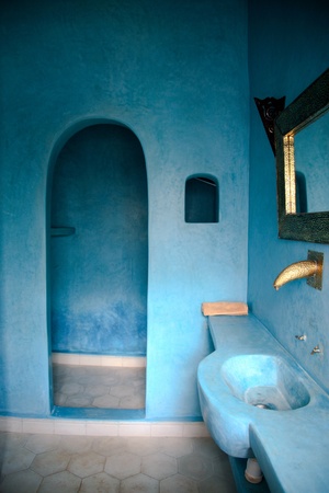 Blue Hamam or moroccan bathroom - african saunaのeditorial素材