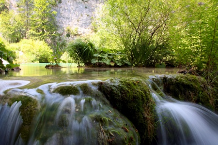 The Plitvice Lakes in the Plitvice Lakes municipality, in the mountainous region of Lika.の写真素材