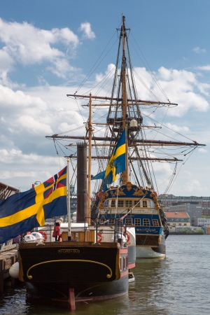 Frigate anchored in harbor of Goteborg, Swedenのeditorial素材